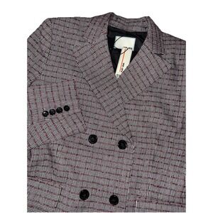 WE-AR4  Double B Blazer L Black Red‎ Houndstooth Check Textured Made In USA NEW